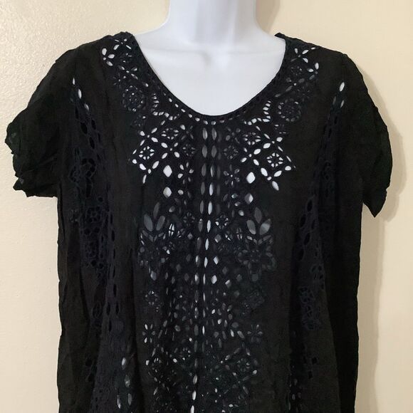 Johnny Was Eyelet Lace Crochet Witchy Whimsigoth Boho Oversized Dress Small - Picture 2 of 7